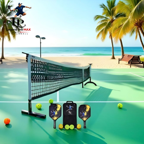 2 Portable NET (22 FEET) with Fiberglass Paddle Set | Anti Rust Steel Frame