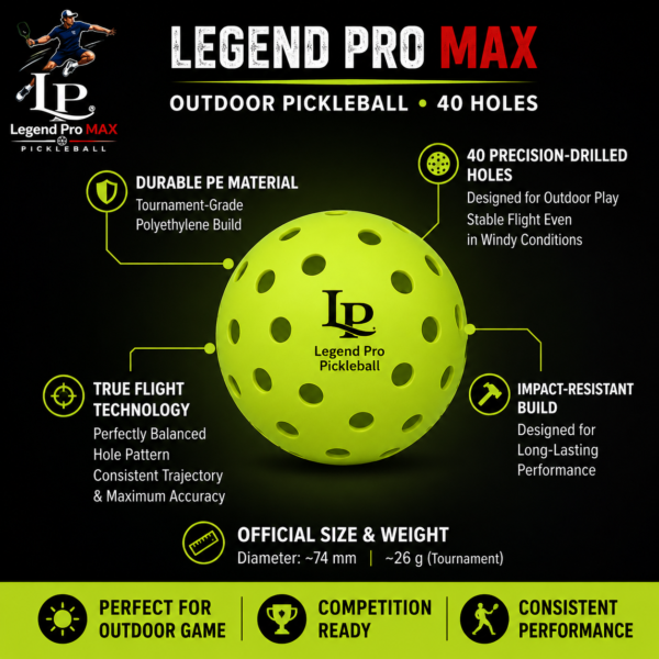 Image Jul 11, 2026, 03_08_24 PM LEGEND PRO MAX Pickleball Ball – Ultimate Elite Outdoor Pickleball Ball | USAPA Ready