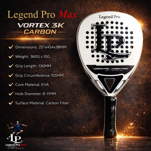 Legend Pro Max Vortex 3K Carbon Padel Racquet
