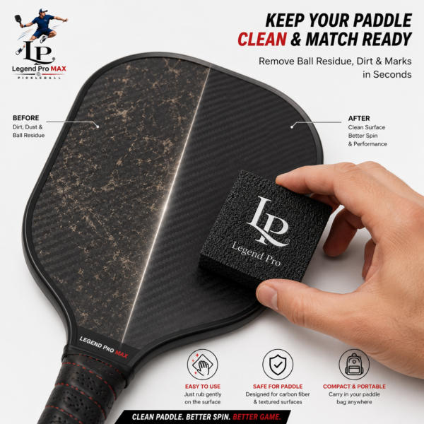 ChatGPT Image Jul 23, 2026, 10_08_05 AM LEGEND PRO MAX Pickleball Paddle Eraser | Carbon Fiber Paddle Cleaner for Ball Residue, Dirt & Surface Marks